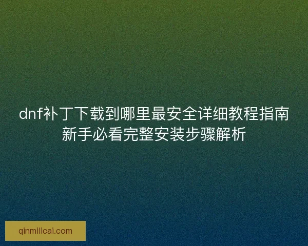 dnf补丁下载到哪里最安全详细教程指南新手必看完整安装步骤解析