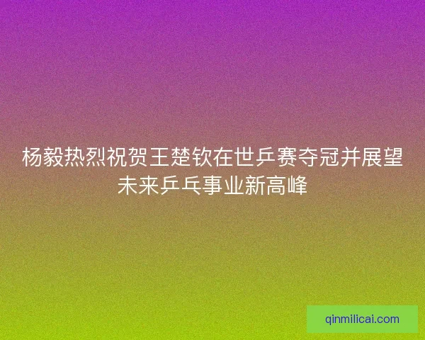 杨毅热烈祝贺王楚钦在世乒赛夺冠并展望未来乒乓事业新高峰 杨毅热烈祝贺王楚钦在世乒赛夺冠并展望未来乒乓事业新高峰