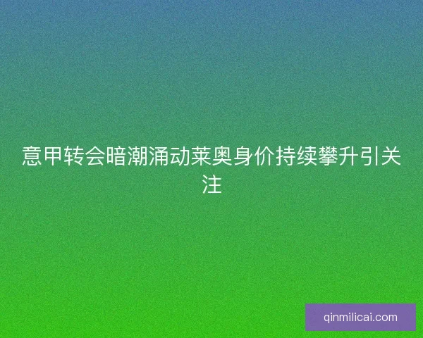 意甲转会暗潮涌动莱奥身价持续攀升引关注 意甲转会暗潮涌动莱奥身价持续攀升引关注